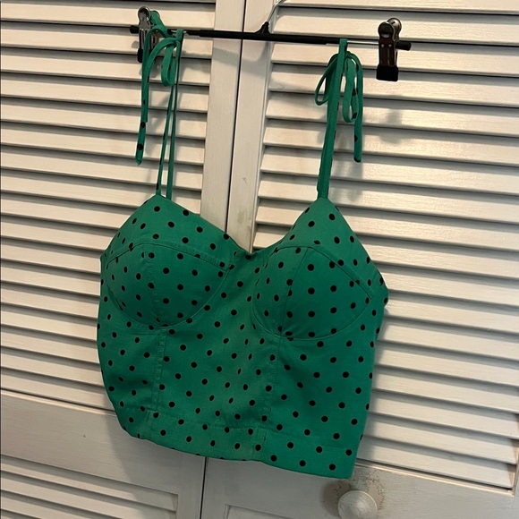 Poka dot Fashion Tops - #1035+ Green Polka Dot Crop Top